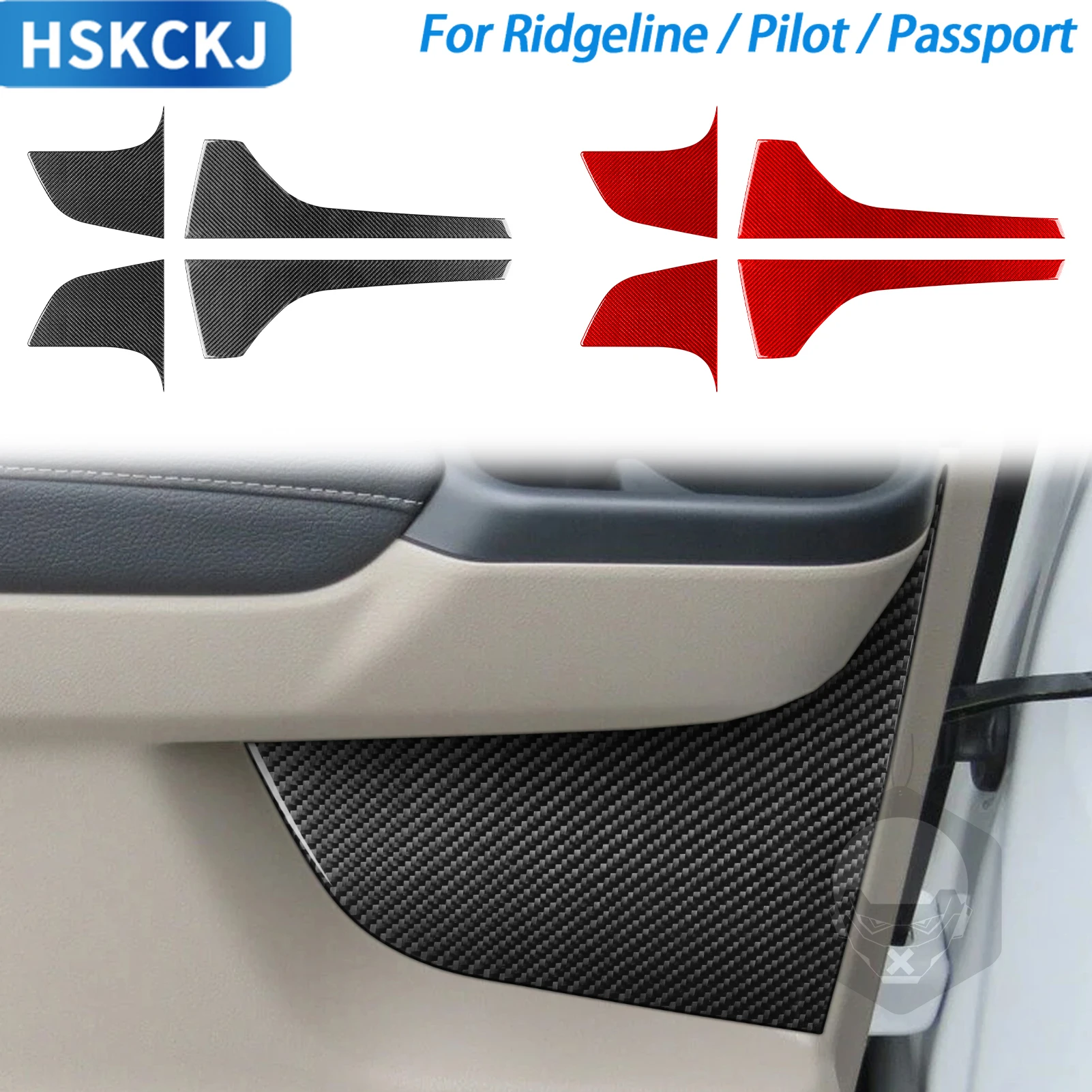 

For Honda Ridgeline Pilot Passport Car Accessories Carbon Fiber Door Storage Panel Set Interior Cover Trim Modified Sticker