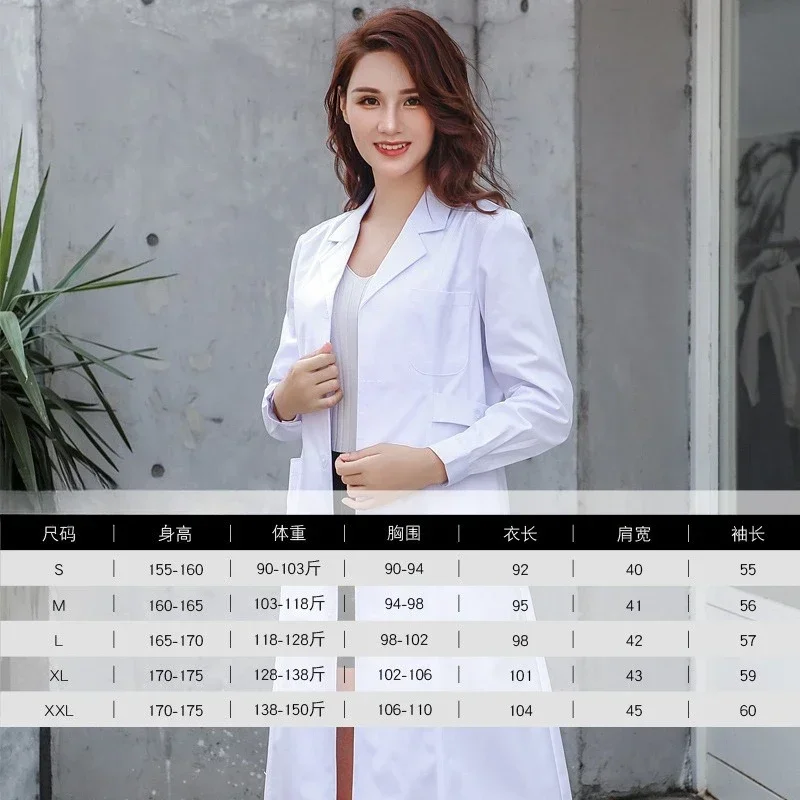 Unisex witte laboratoriumjas met lange mouwen, arts, verpleegstersuniform voor ziekenhuiskliniek, laboratorium, schoonheidssalon