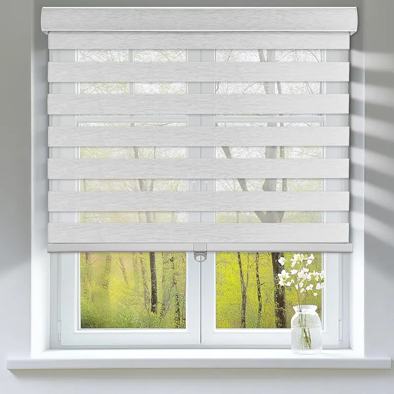 

Customizable Shade Light Filtering Blackout Fabric Adjustable Children Safe Manual Spring Cordless Zebra Roller Blinds For Home