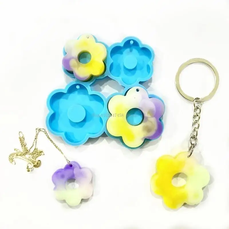 

Keychain Silicone Resin Mold,Flower Shaped Resin Mold DIY Earrings Pendant Mold