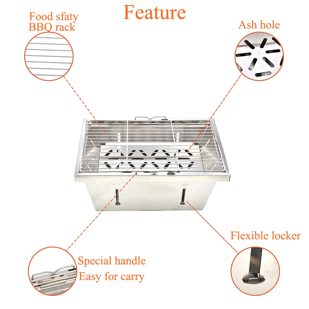 New Design IGT Barbecue Grill Folding Charcoal Firewood Stove Heater Portable Camping Picnic Cookware Stainless Steel BBQ Rack