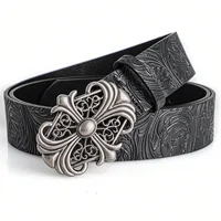 Retro Men's Belt Bohemian Style-Chic Black PU Leather Belt Fashion Vintage Hollow Buckle Belt Punk Rock Y2K Style，For Men Women - Image 4