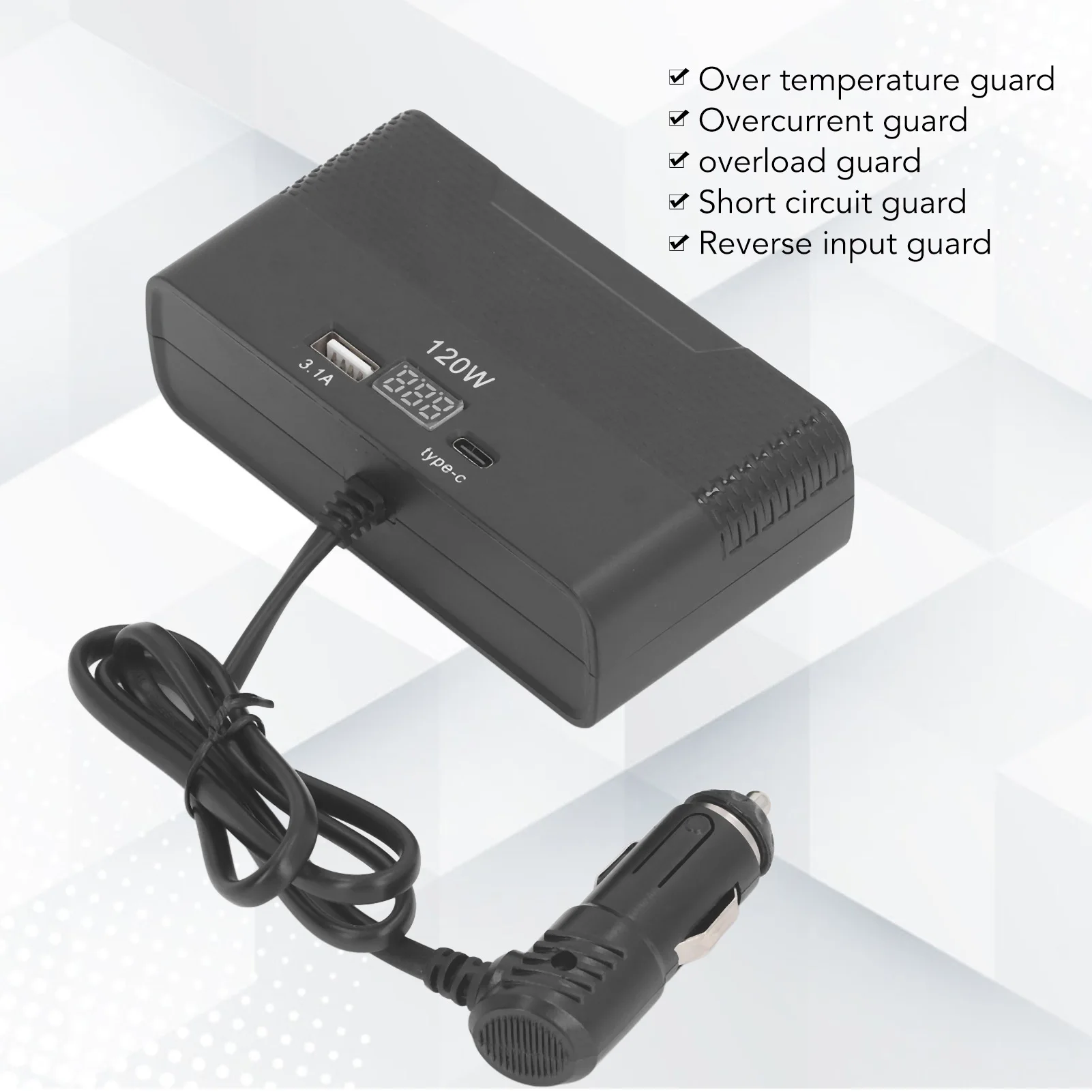 محول سيارة سيارة ولاعة السجائر الفاصل 4 مآخذ عرض الجهد USB نوع C ميناء متعدد المنافذ قابس طاقة للمركبات