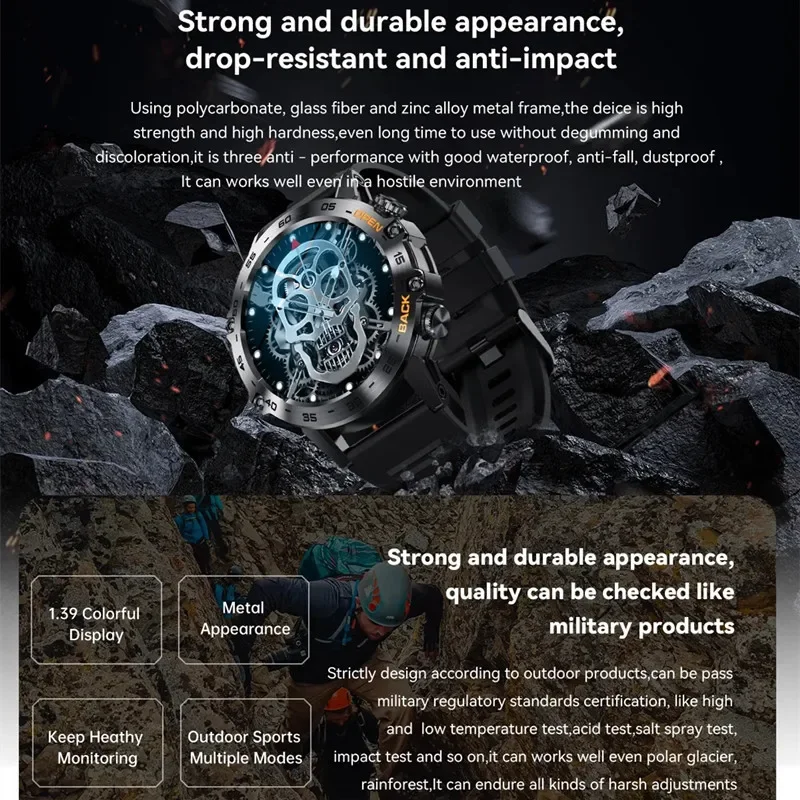 Reloj inteligente K52 Bluetooth llamada 1,39 pulgadas IPS pantalla grande 400mAh Larga modo de reposo monitoreo de salud deporte al aire libre hombres mujeres Smartwatch
