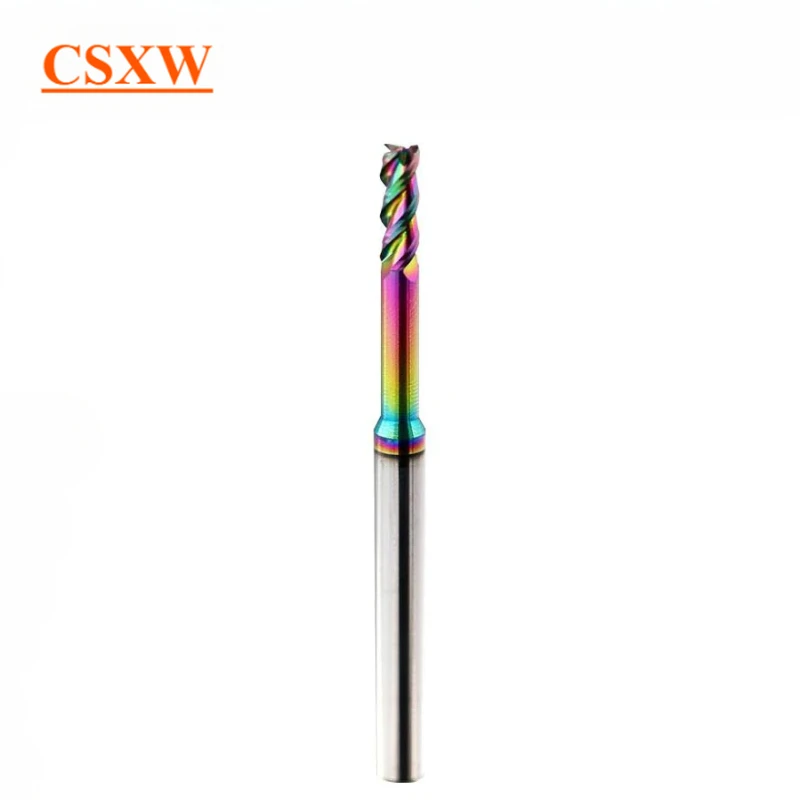 

Carbide End Mill HRC60 3Flute Tungsten Milling Cutter Cnc Router Long Flute Endmills 1mm 1.5mm 3mm Seven Colors for DLC