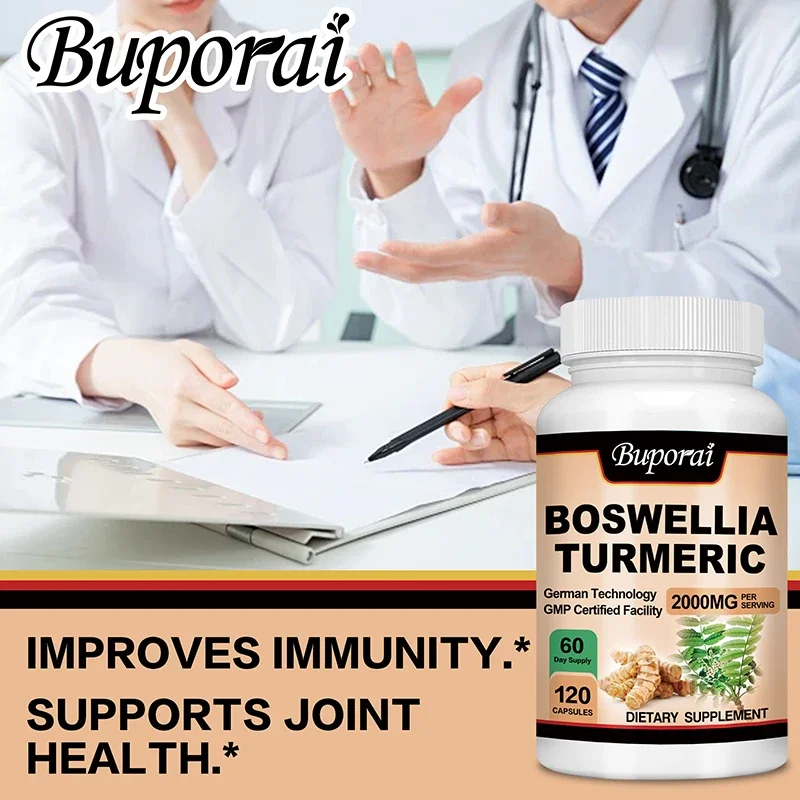 Boswellia suplemento para la salud de las articulaciones de la cúrcuma, antioxidante, ayuda con la incomodidad de la espalda, las rodillas y las manos