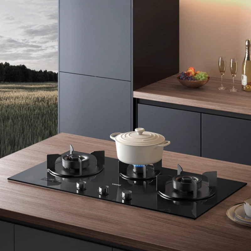 

Home Use 3-Burner High Heat Output Built-in Gas Stove Kitchen Three Burner Cooker with Safety Lock and Energy Saving Design