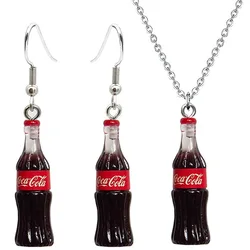 Coke Earrings Creative Cute Simple Resin Coke Bottle Pendant Necklace