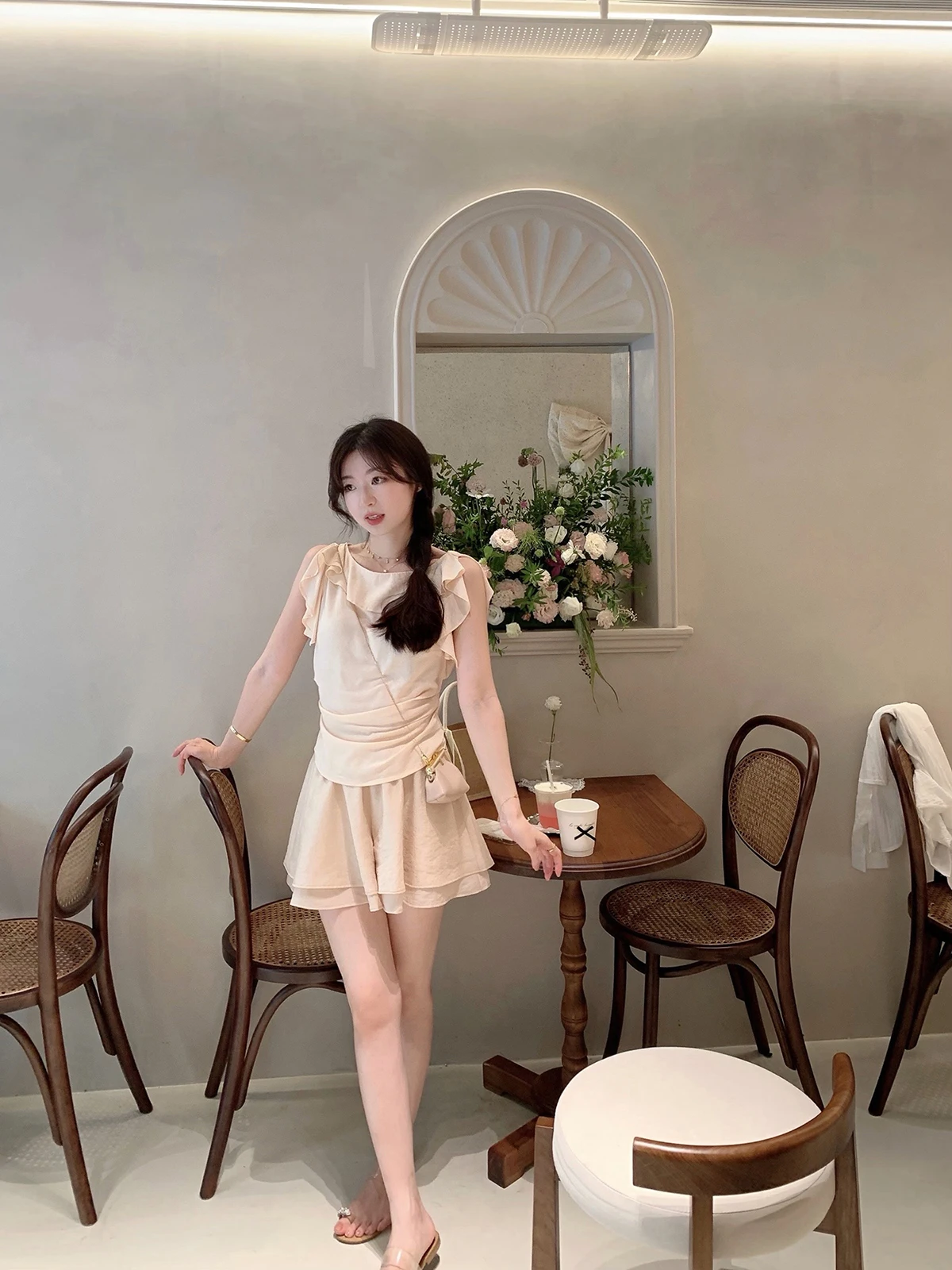 

Ele Slimming Linen Cotton Blouse Women's Summer Faionable Breathable ort Sve round Ne Top Quali Ladies' irt