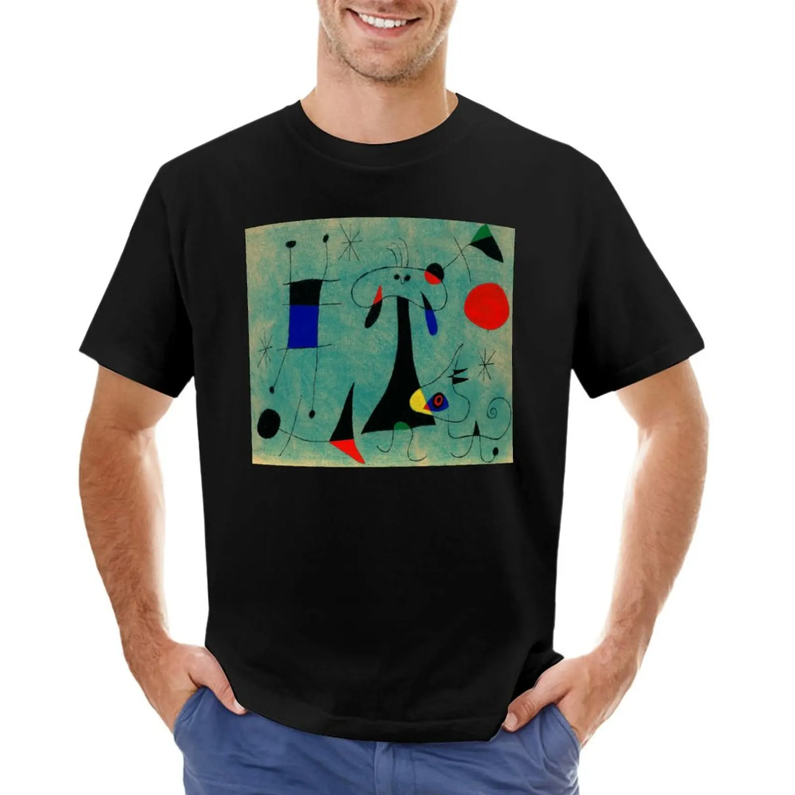 Joan Miró Personnage, Chien, Oiseaux - Figure, Dogs, Birds T-Shirt anime t shirts graphic t shirts Men's t shirts