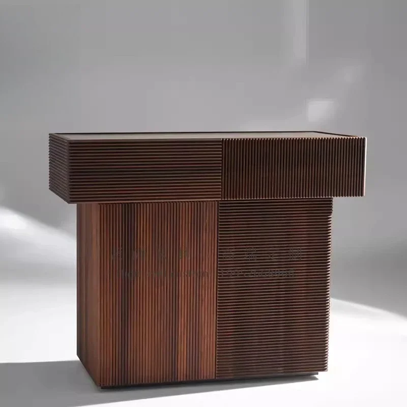 TT Furniture North American Black Walnut Front Desk Entry Entrance Entrance Cabinet Premium Cashier Bar Island