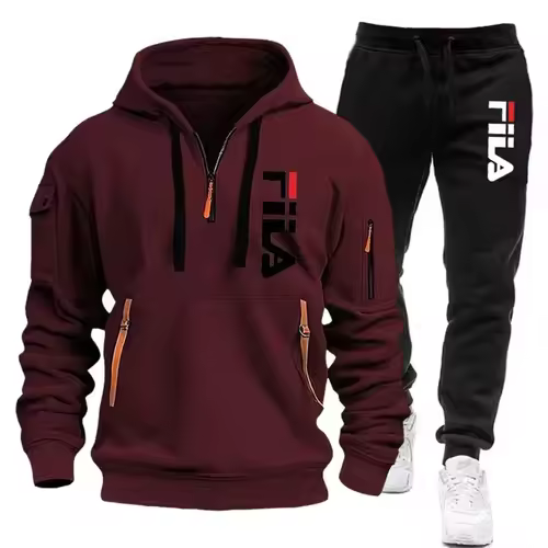Two sets of 2025 new fashionable men's sportswear, a zippered hooded sweatshirt and sweatpants, for casual fitness and jogging - Image 14