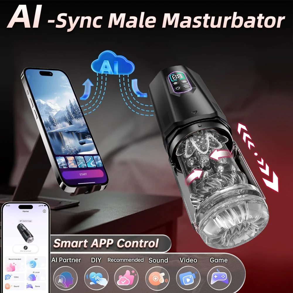 APP Controls 7 Thrust and Rotation 7 Tongue Licking and Vibration Mode Male Hands-Free Masturbator Airplane Cup for Adult Toys view 4