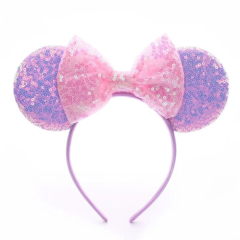 

Disney Mickey Minnie Sequined Bow Headband Women Sweet Hair Hoop for Party Dances Valentine's Day Gifts Cartoon Hair Accessories