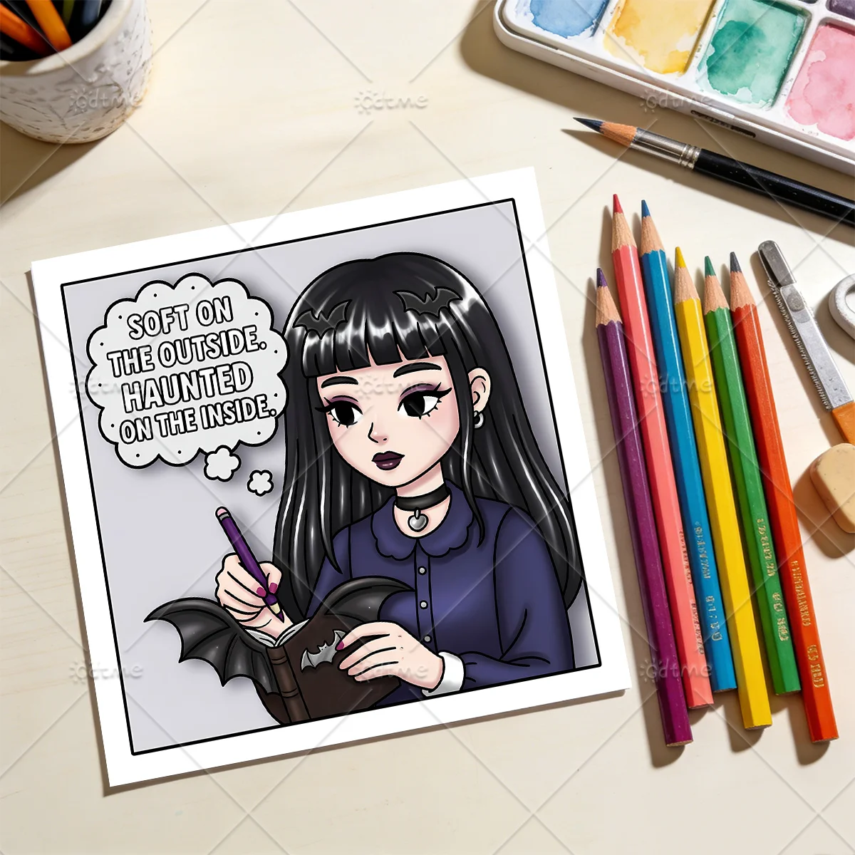 PASTEL GOTH SLEEPOVER SPOOKY Malbuch für Erwachsene mit niedlichen, gemütlichen täglichen Aktivitäten zur Entspannung (Cozy Spaces Coloring) – Detail 9