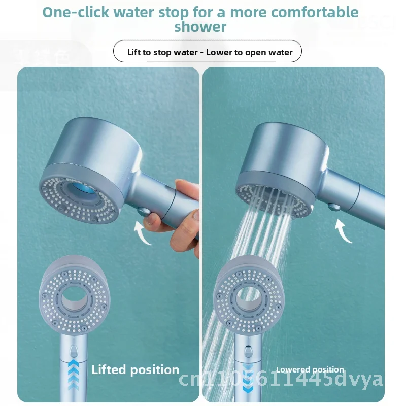 

Многофункциональная насадка для душа под давлением со съемным фильтром, остановка воды, портативный душевой набор из АБС-пластика, небесно-голубой/серый пистолет