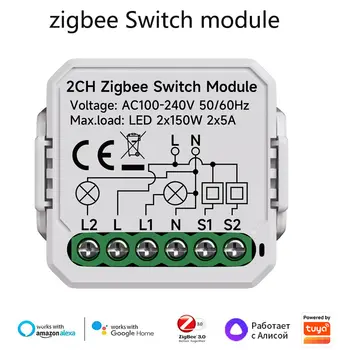 Tuya Smart Zigbee Switch Module 1/2/3/4 Gang Switch Mini Smart Jistič Smart Life Control s Alexou Google Home Alice 8 nejlepší prodej ZigBee 8kanálový relé - №6
