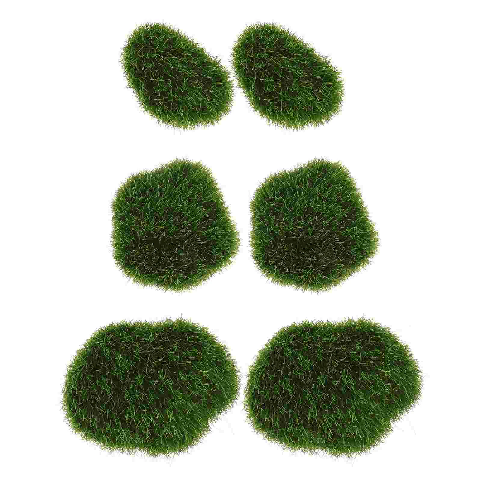 6 Pcs Artificial Moss Stone Props Simulated Mossy Succulent Pot Ornaments Decor Bonsai Adornments