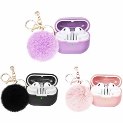 Cute Silicone Case For Samsung Galaxy Buds 3 3Pro Case Cover with Pompom Keychain