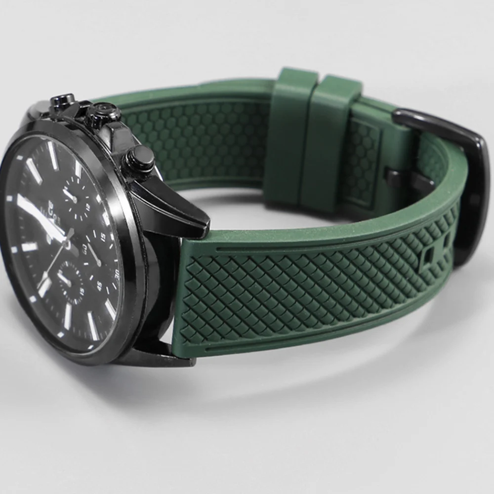 

Multicolor Diamond Texture Fluoroelastomer Watchband 20/22mm Quick Release FKM Bracelet for Omega MoonSwatch Seamaster 300