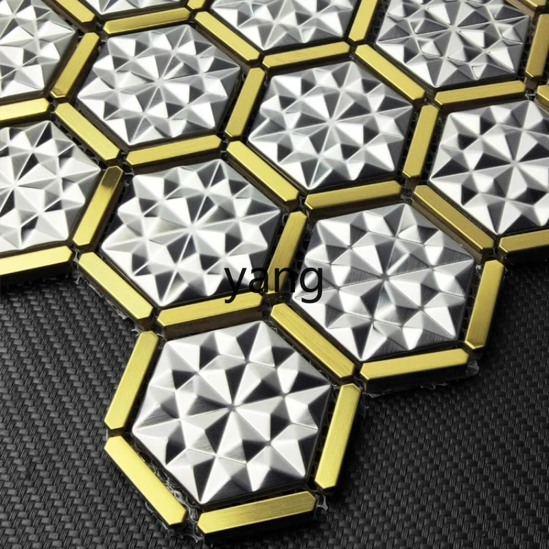 

LTT Stainless Steel Hexagonal Mosaic Tile Cafe Counter Metal Wall Sticker