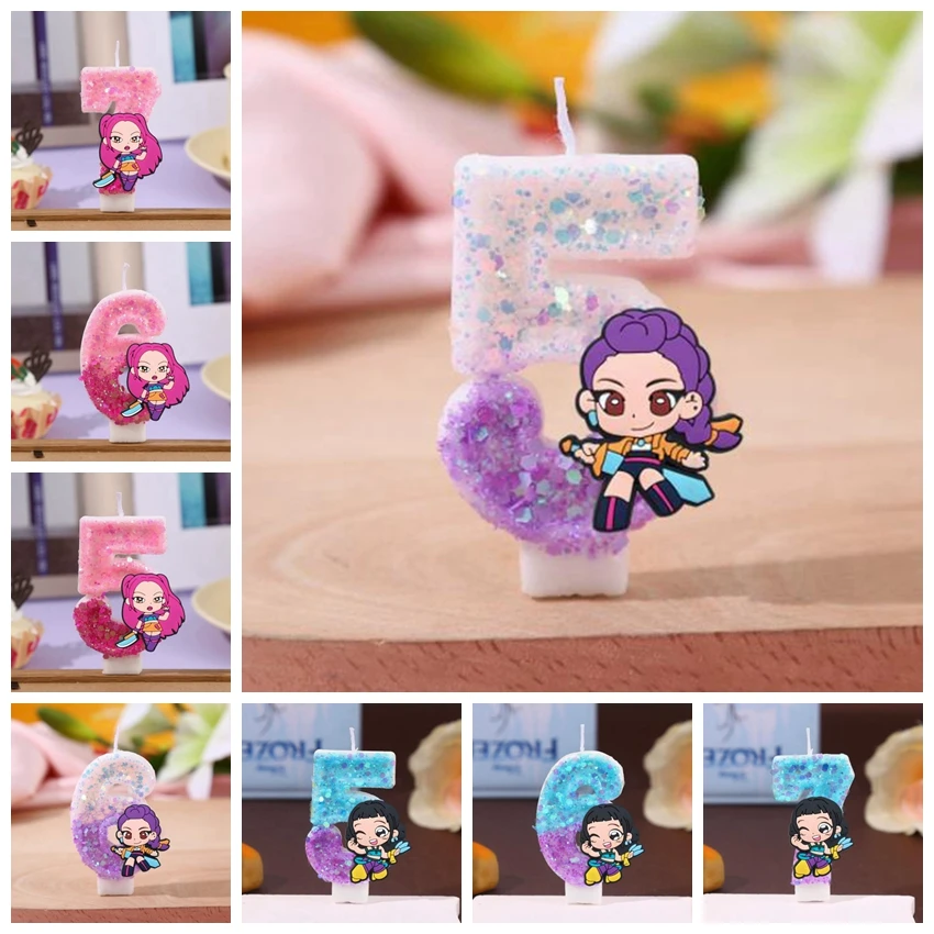HOT 3 Music Girl Group 3D Number Candles 0-9 Kids Birthday Cake Decoration Baby Shower Anime Kpop Party Supplies Theme Decor