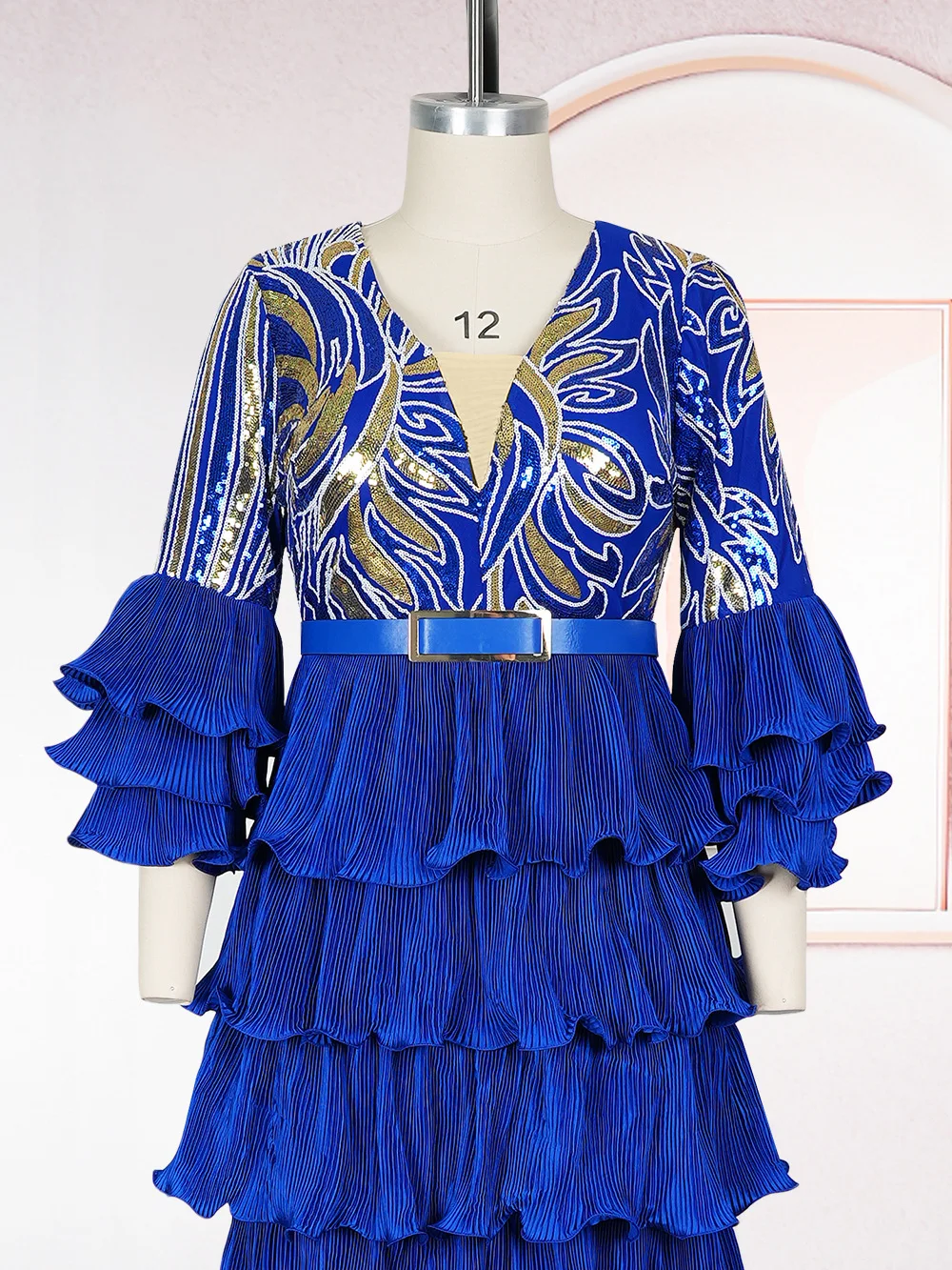 スパンコールフリルロングドレス レディース 2025 秋服 アフリカ ダシキ ローブ 結婚式 誕生日 プロム イブニングドレス 高級ドレス