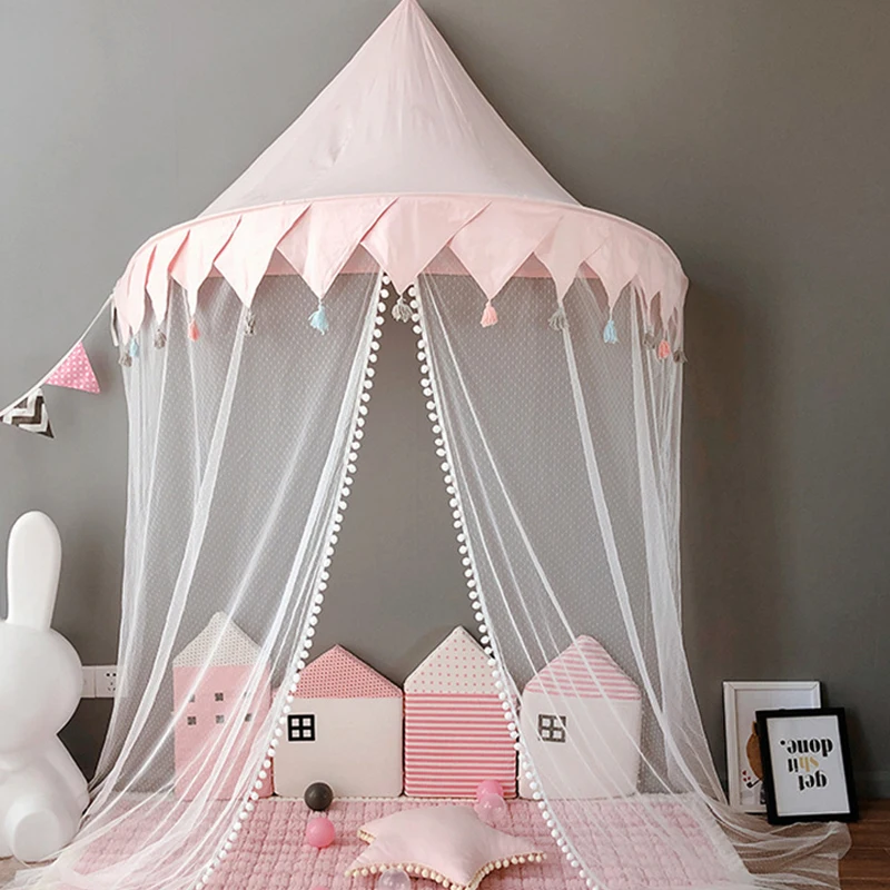 

Kids Teepee Tents Children Play House Castle Cotton Foldable Tent Canopy Bed Curtain Baby Crib Netting Girls Boy Room Decoration