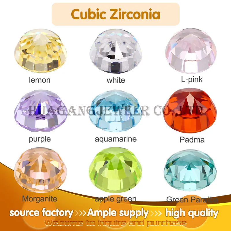 Ice Cut 9A Top Quality Round shape white Pink Blue Green Yellow lemon Amethyst CZ Stone Synthetic Gems Cubic Zirconia Beads