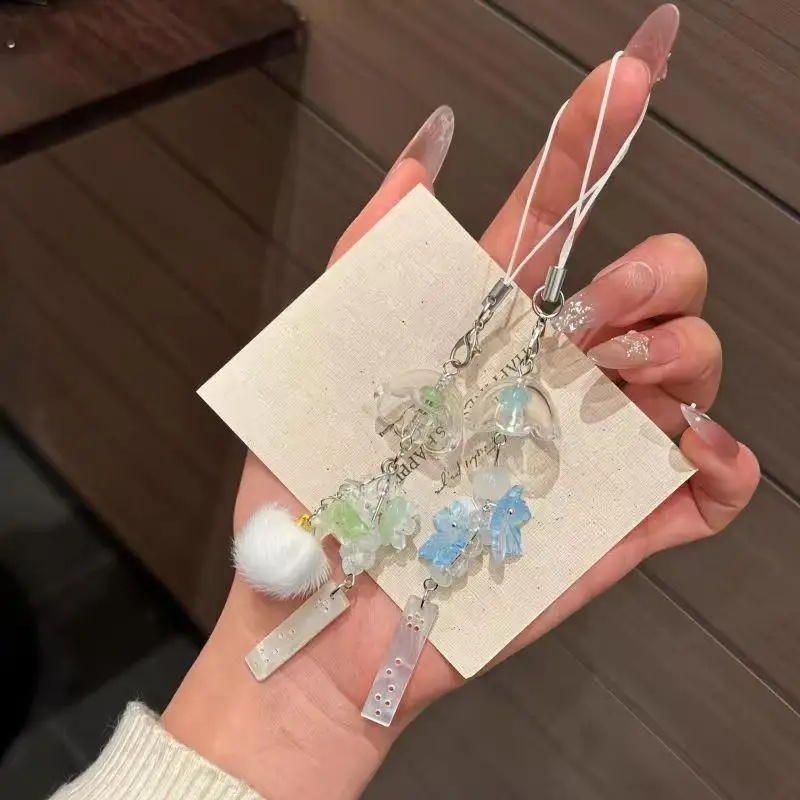 1 Stück transparente Quallenblume Ginkgo Hängeanhänger Windspiel Bastelartikel mit inspirierendem Anhänger für Handy- und Rucksackdekoration – Detail 13