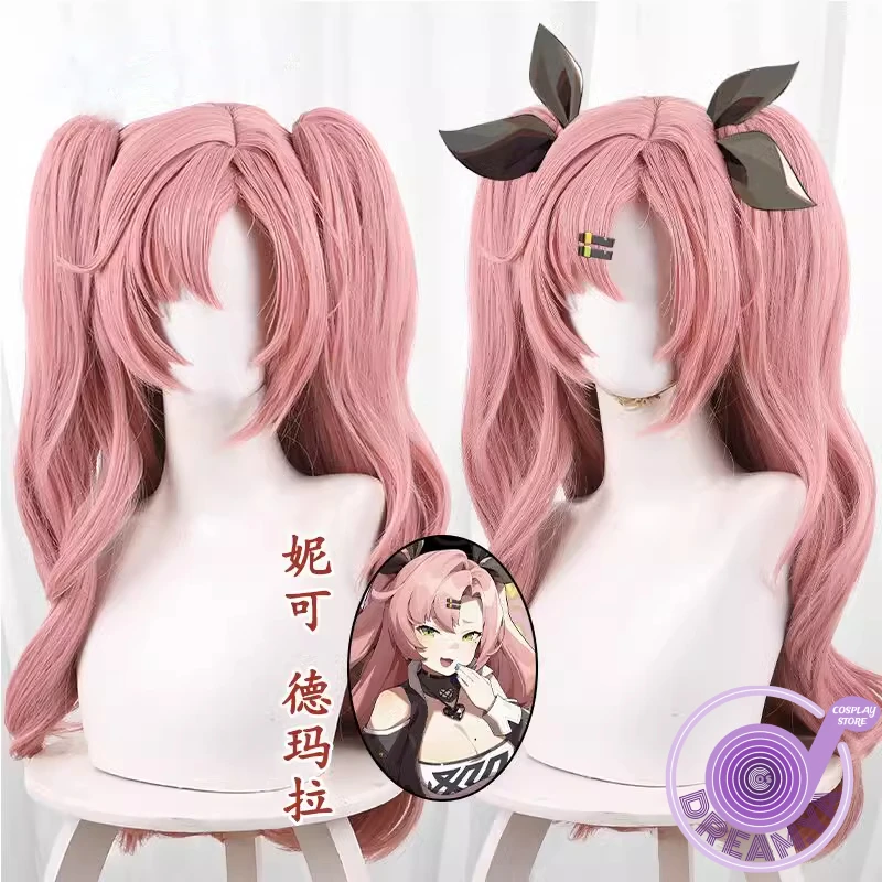 

Nicole Demara Cosplay Wig Zenless Zone Zero ZZZ Pink Long 70cm Ponytail Heat Resistant Synthetic Hair Halloween Bow + Wig Cap
