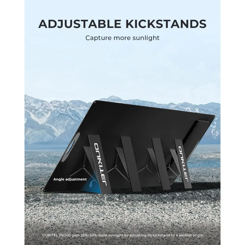 200W Portable Solar Panel for Power Station, Foldable Solar Panel w/ 4 Kickstands, IP65 Waterproof Solar Panel
