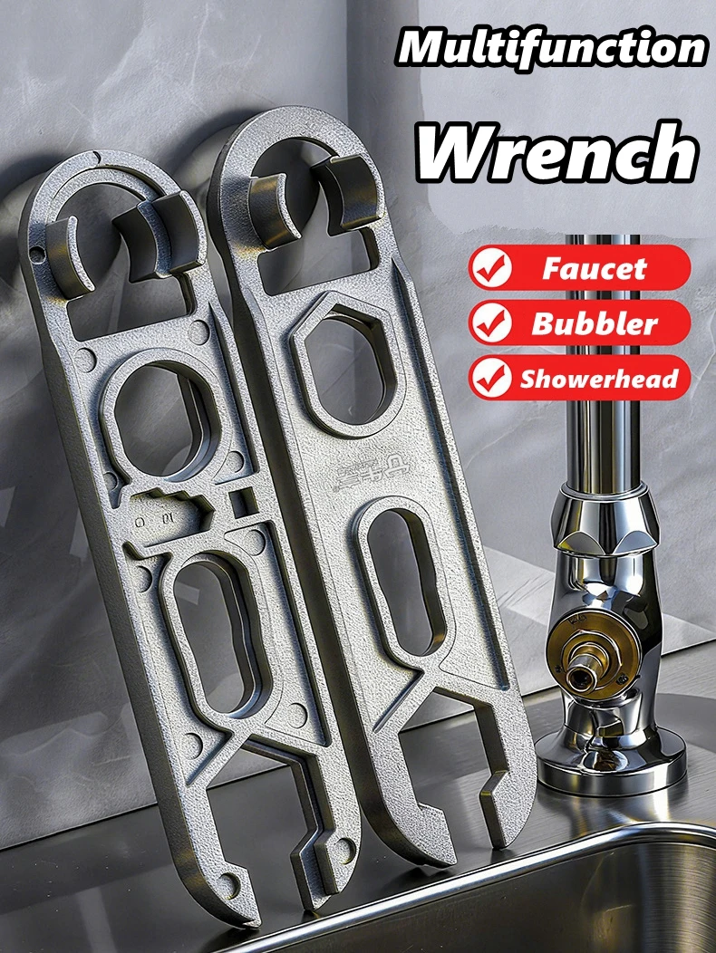 

Faucet Wrench Professional Spanner,Kitchen Sink Aerator Removal Tool Drain Toilet Shower Bathtub Maintenance Installation Repair