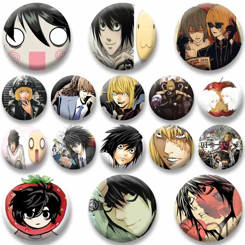 Classic Anime DEATH NOTE Coin Brooch Handmade Cartoon Role Playing Badges Clothing Backpack Shoes Accessories Mello L Lapel Pin