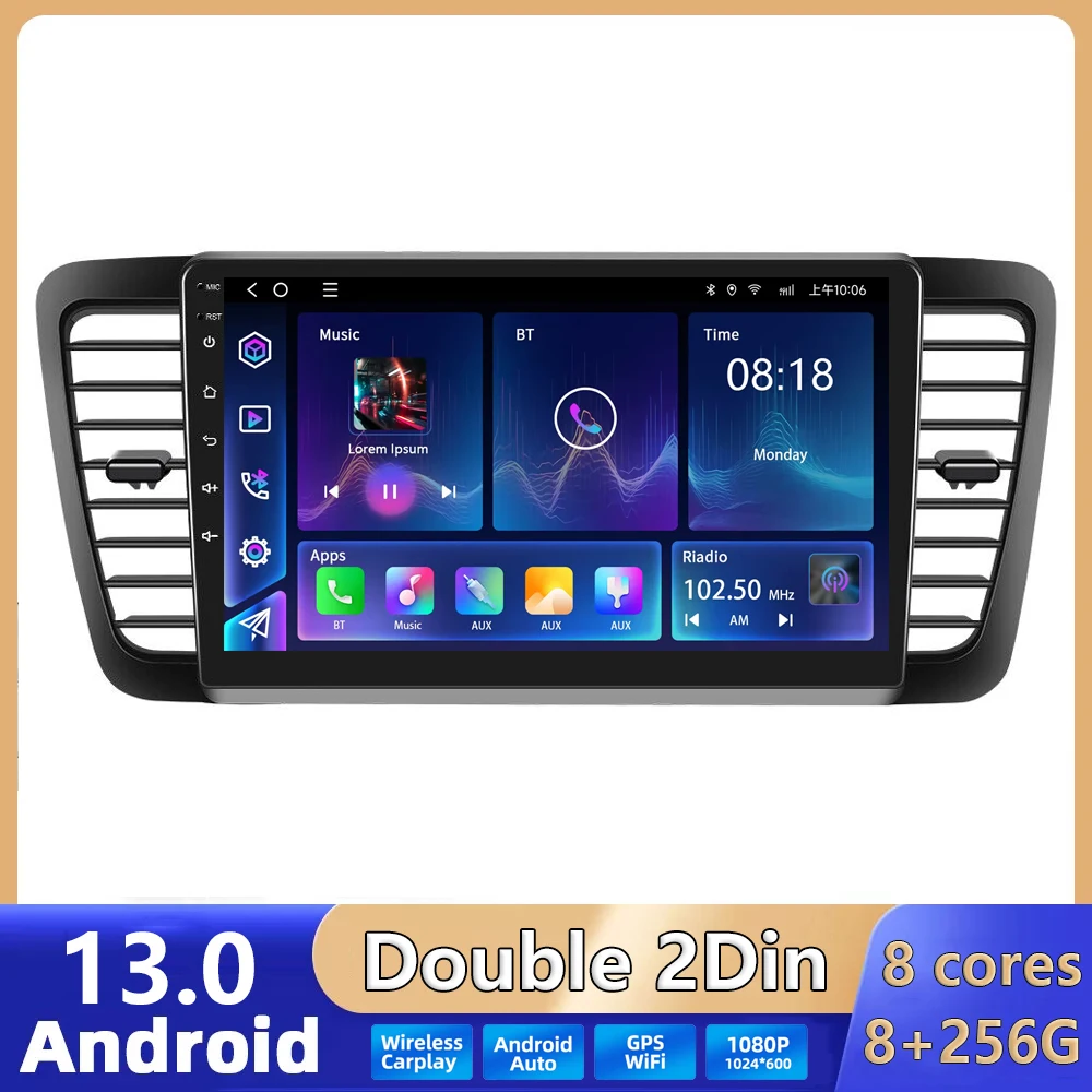 

2DIN Android13 Car Radio Multimedia Player Carplay Auto GPS Navigation DSP For Subaru Outback 3 Legacy 4 2003 2004 2005 - 2009