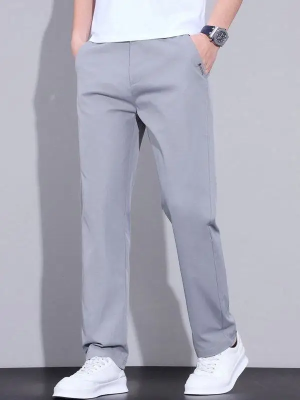 

Busin Casual Men's Slim Fit Straight Leg Pants ey Anti-Wrinkle Qui Dry Lightweight Elastic Color Summer Pants