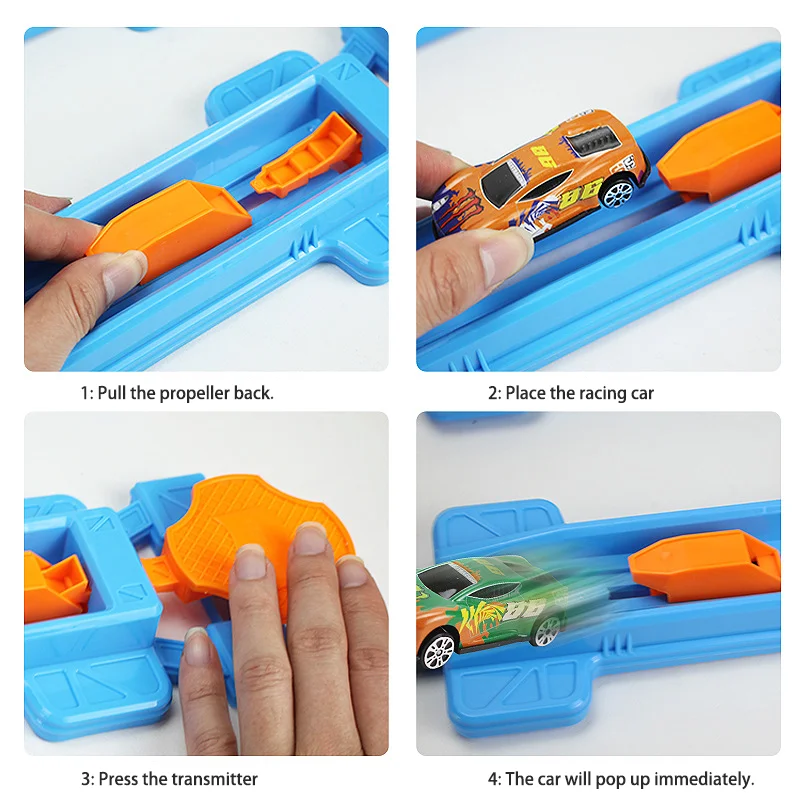 어린이용 더블 트랙 레이싱카 장난감 DIY 조립 스턴트 스피드 이젝션 레일카 모델 키트 교육용 인터랙티브 소년 장난감 선물