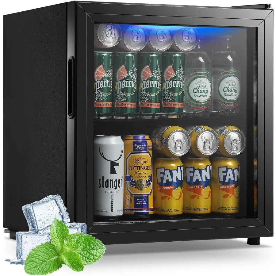 Getränkekühlschrankkühler 1,6 Cu.Ft freistehender Bierkühlschrank mit Glastür, LED-Licht und verstellbarem Regal für Soda oder Wein