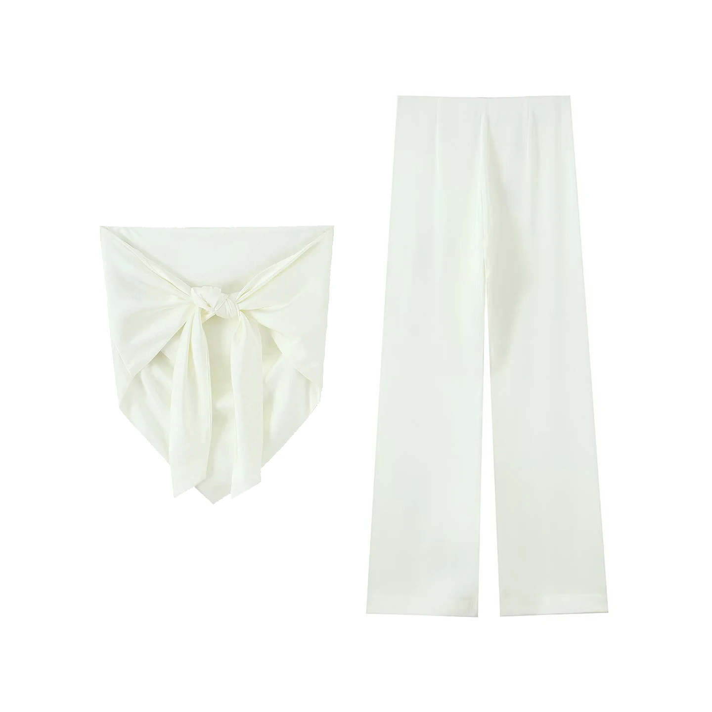 2025 Summer New Women's Sle Thin Scarf Top And Pants Set Long Sve ort Sve round Ne Pull over Faion Outfit Z