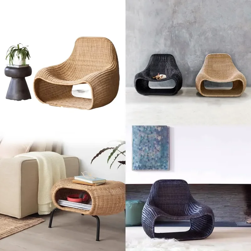 Waterproof Sunscreen Rattan Single Sofa Outdoor Leisure Courtyard Coffee Table Balcony Recliner Chair Furniture Combination