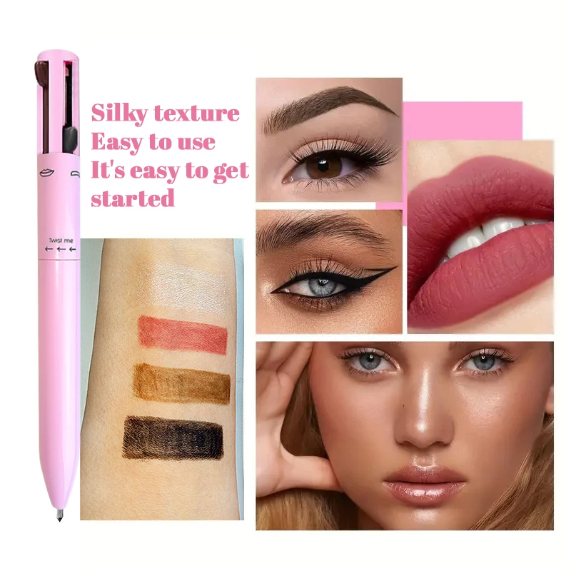 Evidenziatore, matita per labbra e eyeliner 4 in 1 con finitura opaca per tutti i tipi di pelle Trucco gel per eyeliner versatile ricaricabile