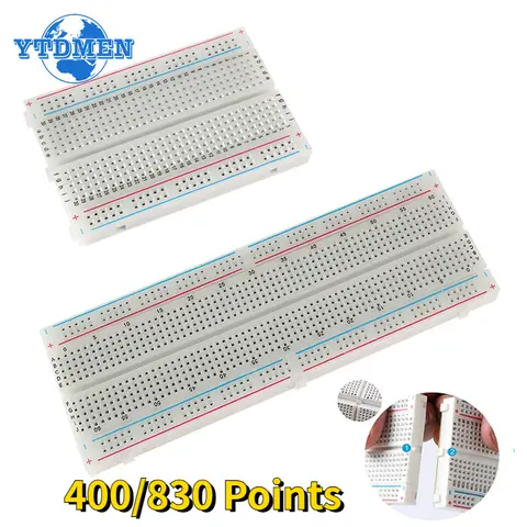1PCS 400/830 Points Breadboard MB-102 Solderless PCB Test Boards 400 Hole Bread Board MB102 Test Develop DIY