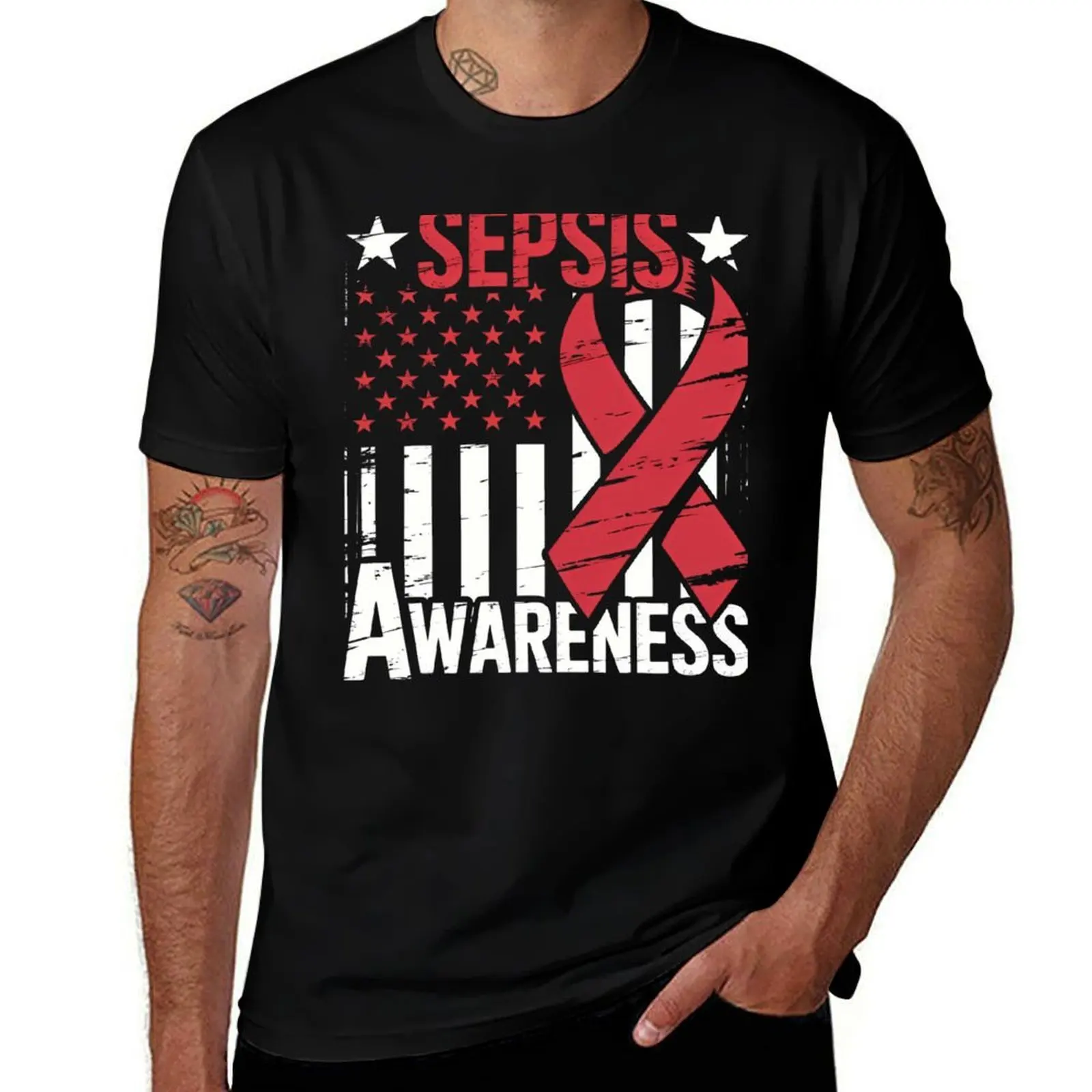 

American Flag Shirt - Sepsis Awareness T-Shirt anime tshirt Louboutins men clothes