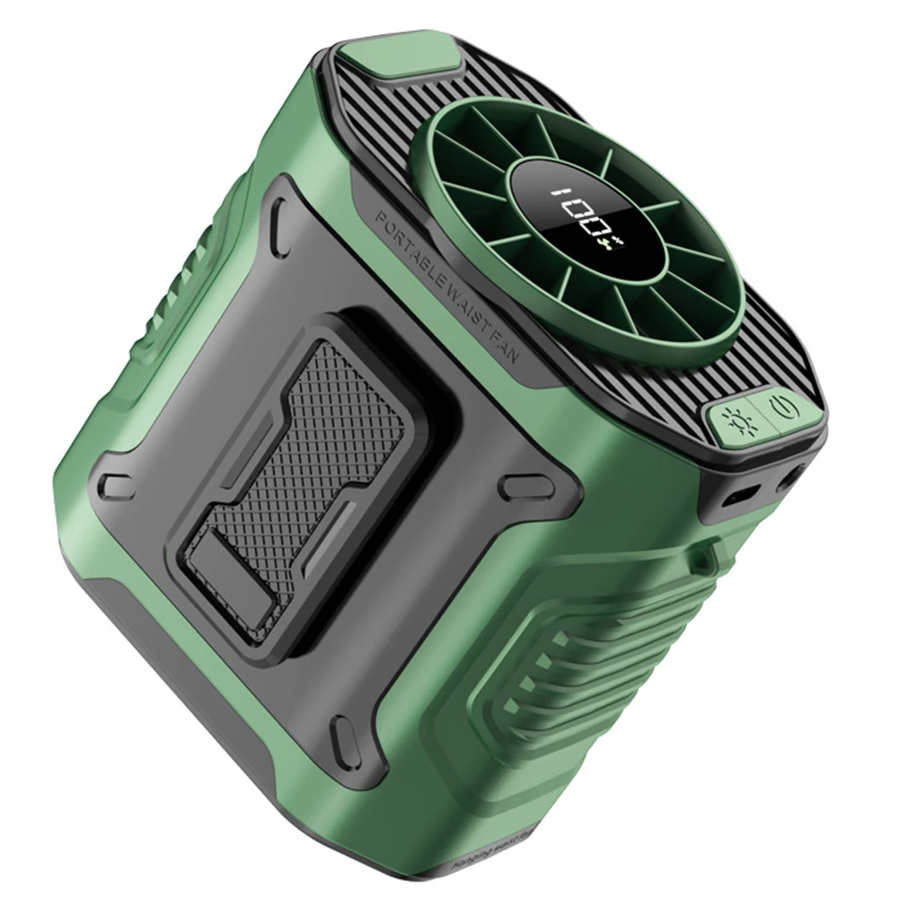 Taillenmontierter Ventilator, tragbarer USB-Kühl-Taillenventilator und Taschenlampe: langlebiger Komfort für Outdoor-USB-Aufladung, Camping-Taschenlampe