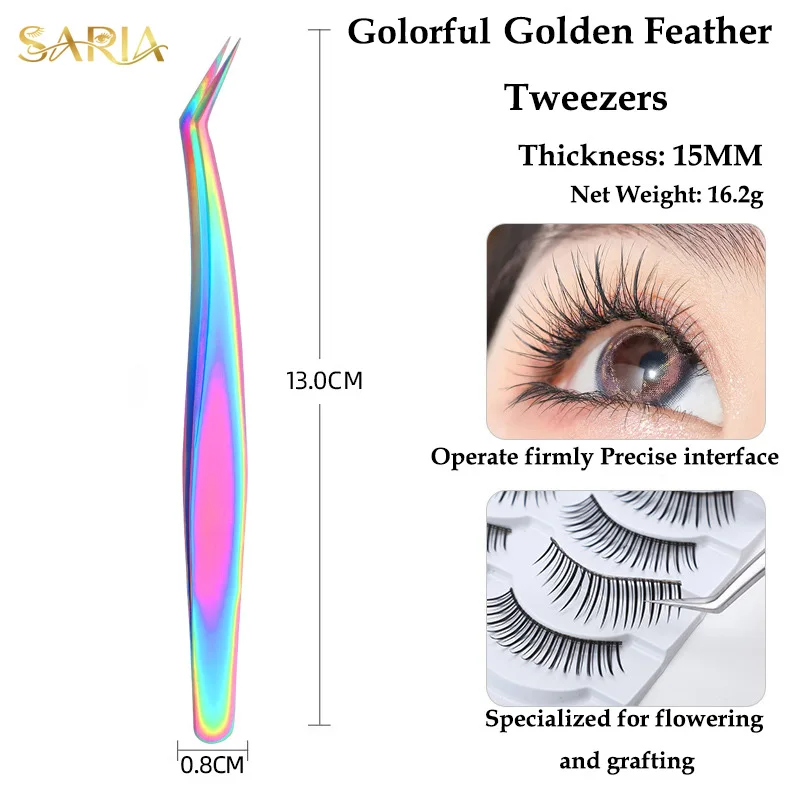 光沢のあるまつげエクステンションピンセットレインボーボリュームまつげピンセットさまざまな形状のメイクアップ用