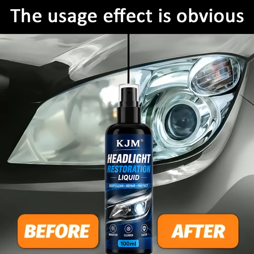 Headlight Restorer Spray Quick DIY Repair for Car Yellow Foggy Oxidized Lenses Scratch Remover Brightening Protective Coating