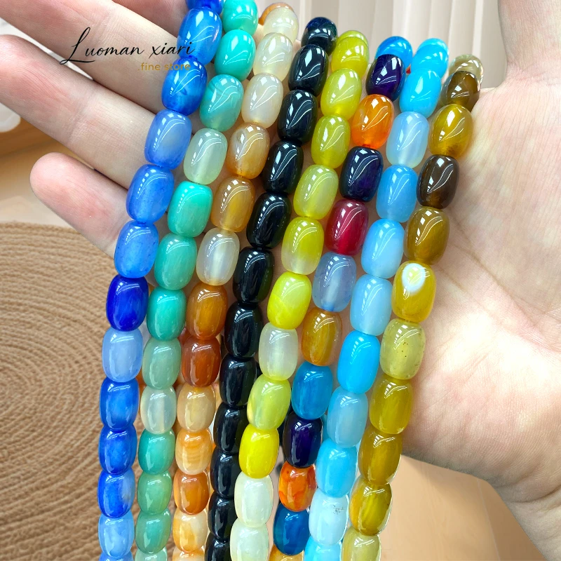 

Бусины-колонки из натурального камня 10x14 мм, разноцветный агат, для изготовления ювелирных изделий, браслетов, подвесок, аксессуаров, 15 дюймов