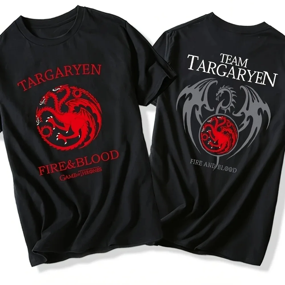 Men Team Targaryen Hot Stamping Graphic Cotton T-Shirt Crew Neck Short Sleeve All Season Street Daily Holiday Gift Tops