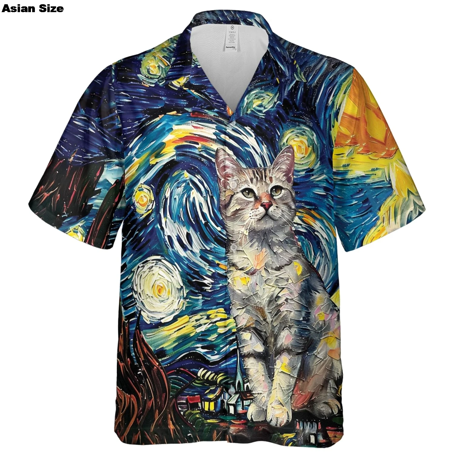 

Painting Art Animal 3D Print Hawaiian Shirts For Men Clothes Harajuku Fashion Wolf Cat Short Sleeve Lapel Blouse Y2k Men's Tops