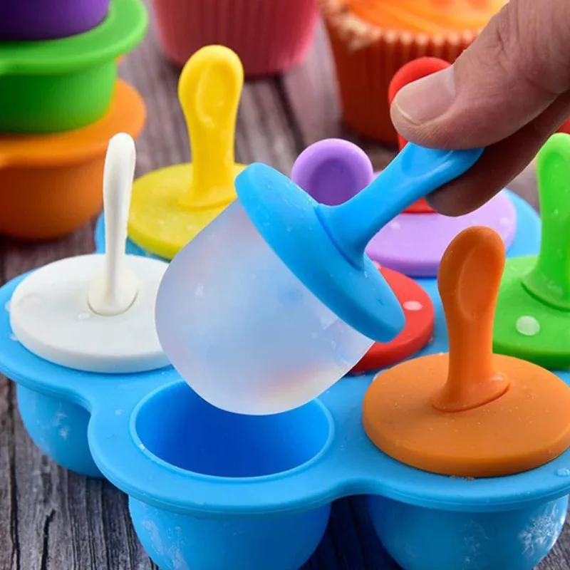 

7-Hole Spherical Popsicle Mold with Handle - Food Grade Cute DIY Ice Cream Ice Cube Mold for Home Kitchen